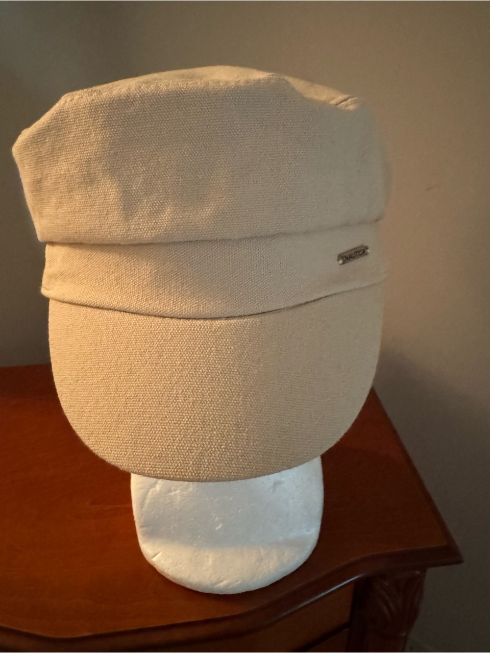 Nautica Women's Cream Linen Textured Cadet Cap